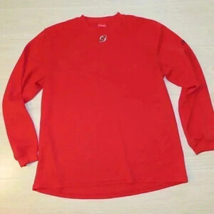 Reebok Face Off Collection New Jersy Devils Long Sleeve Waffle Knit Shirt Size L
